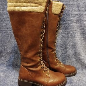 Torrid Brown Combat Lace up Side Zip